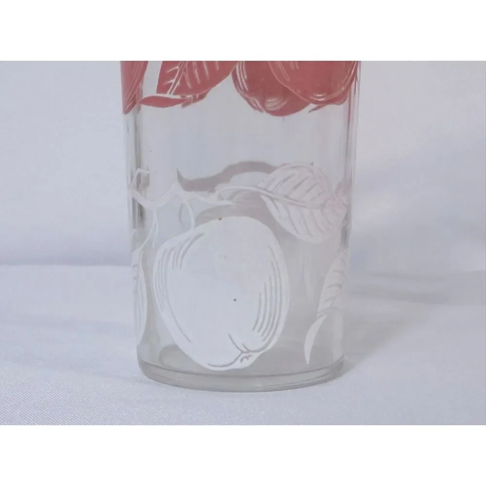 Vintage Swanky Swig Juice Glass Pink White Apples Leaves Tumbler Set 3